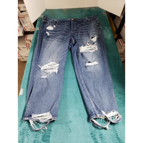 American Eagle Jeans Size 24 Womens Blue Cotton Plus Mid Rise Tom Girl Ankle - Picture 1 of 14
